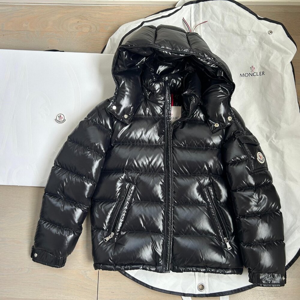 Authentic Brand New Moncler New Maya Hooded Down Black Jacket Boys Size 10